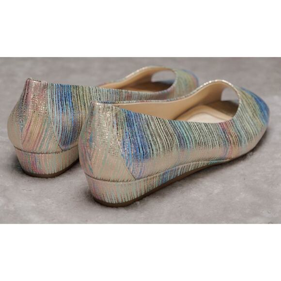 Alex Marie Rainbow Gold Metallic Peep Toe Wedges Womens Size 8 NEW - Picture 10 of 16